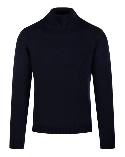 Roberto Collina Blue High-Neck Wool Sweater for men