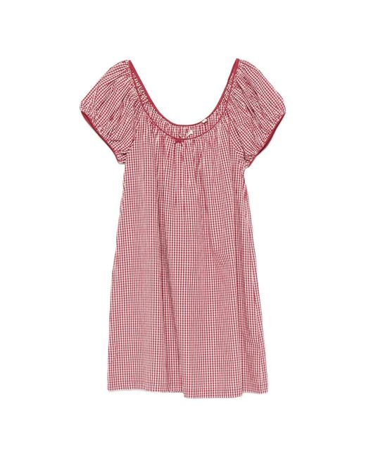 Doen Pink Julia Gingham-Print Mini Dress