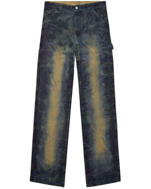 DIESEL Halbhohe P-Livery Wide-Leg-Jeans in Blue für Herren