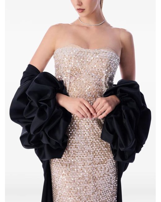 IMROSKA Black Ruffled-Sleeve Coat