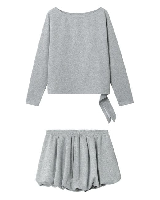 B+ AB Gray Boat-Neck Balloon-Hem Set