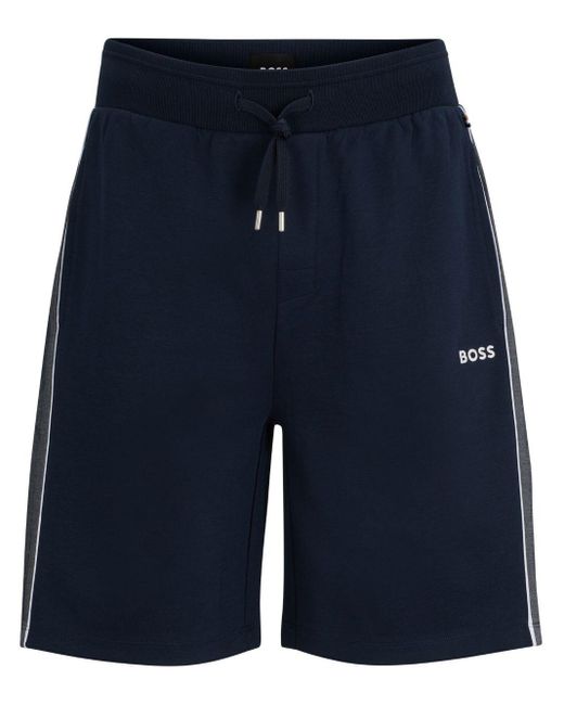 Boss Blue Logo-embroidered Track Shorts for men