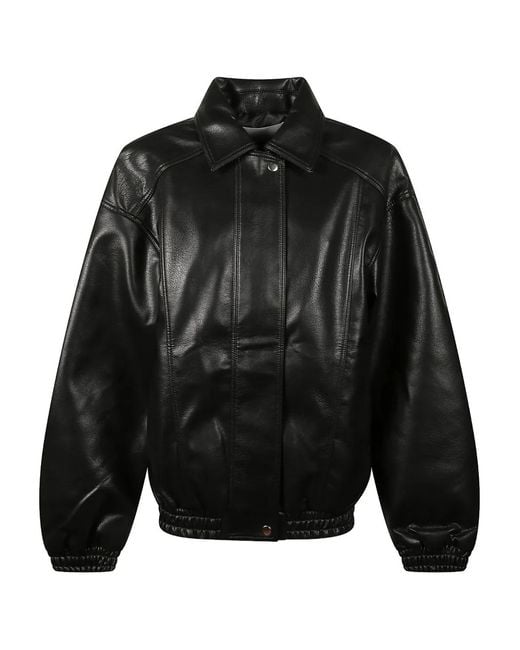 Frankie Shop Black Faux Leather Jacket With Structured Collar