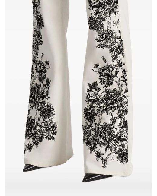 Alice + Olivia White Ausgestellte SB Hose mit Blumen-Print