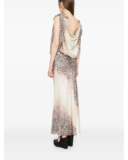 Roberto Cavalli Zijden Jurk Met Luipaardprint in het White