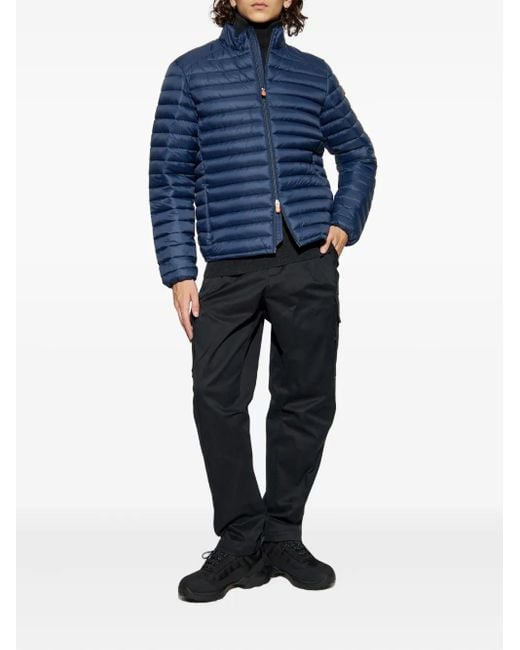 Save The Duck Blue Zip-Up Quilted Jacket for men