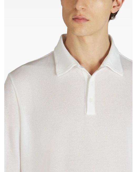 Zanone White Pique Cotton Polo Shirt for men