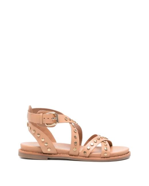 Carmela Pink Stud-Embellished Leather Sandals