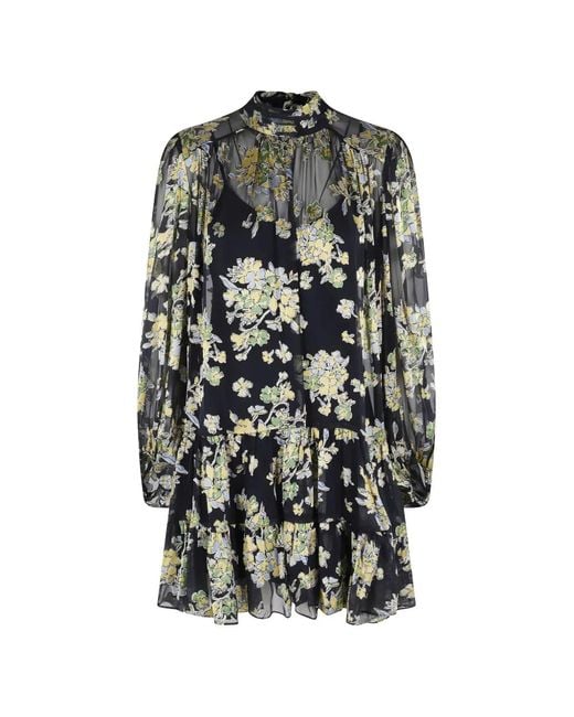 RIXO London Women's Blue Anaya Floral-Print Mini Dress - benaras.co