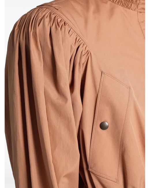 Chloé Brown Belted Puff-Sleeve Jacket