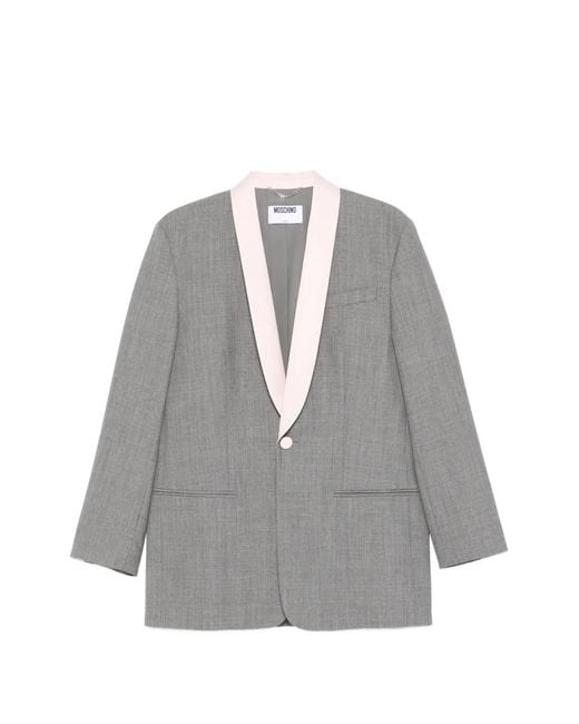 Moschino Gray Shawl-Lapel Blazer