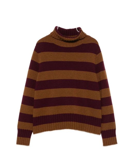 Be You Brown Striped Roll-Neck Sweater