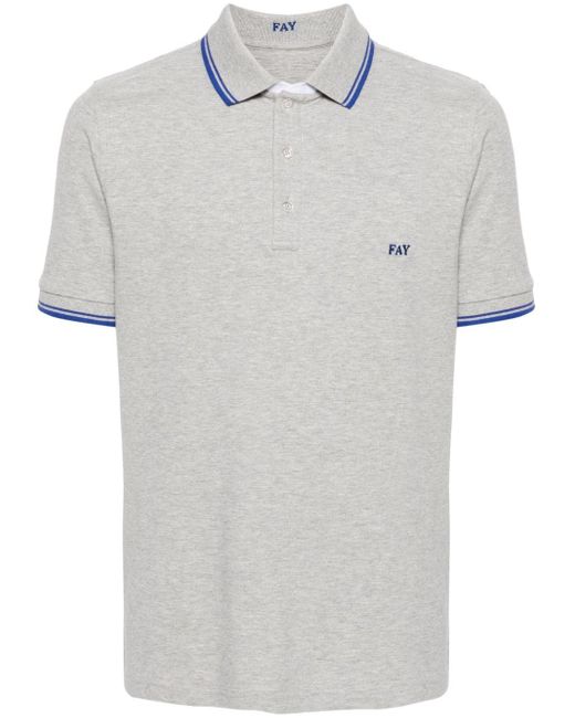 Fay White Logo-embroidered Polo Shirt for men