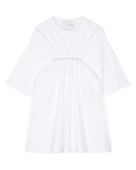 Yoshio Kubo White Gathered Cotton T-shirt for men