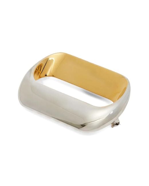 Jil Sander White Two-Tone Brooch