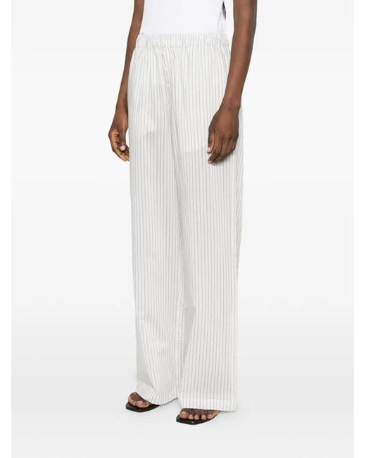 Rohe White Stripe-Pattern Trousers
