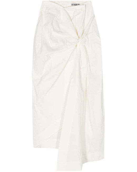 Issey Miyake White Twist Asymmetric Midi Skirt