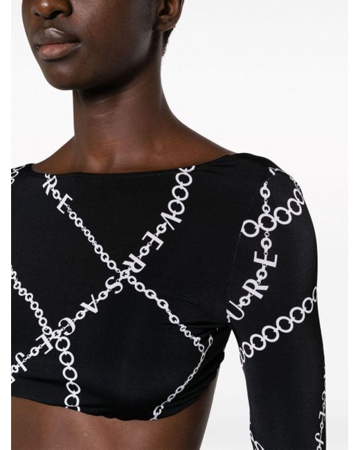 Versace Black Logo-print Cut-out Detailing Dress