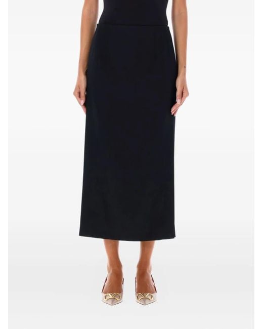 Valentino Garavani Black Wool Midi Pencil Skirt