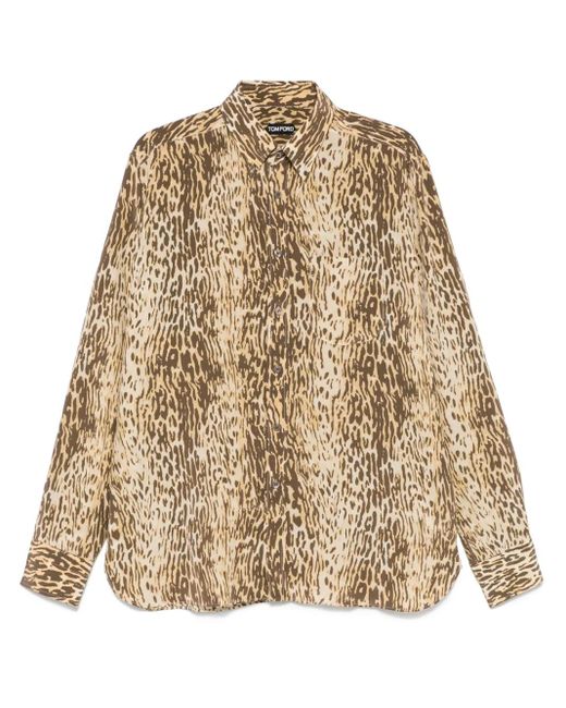 メンズ Tom Ford アニマルプリント シャツ Natural