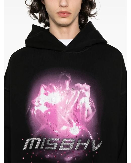 Felpa Con Stampa di M I S B H V in Black da Uomo