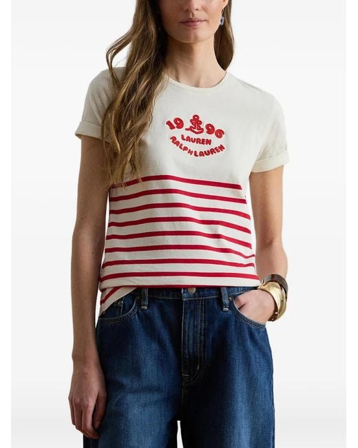Ralph Lauren Logo-Embroidered Striped T-Shirt