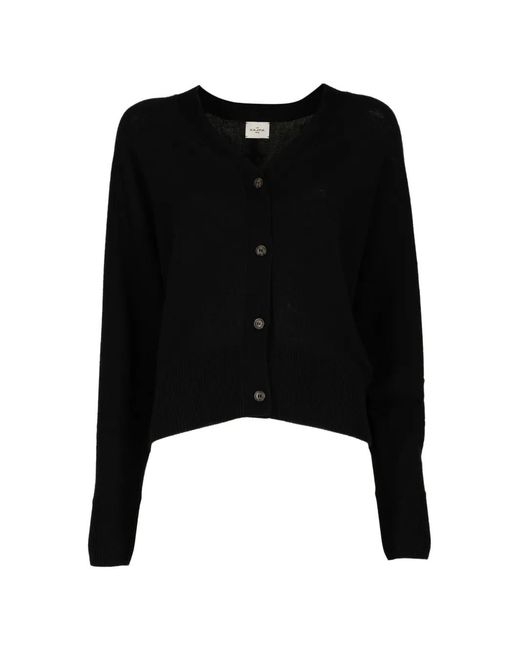 LeKasha Black Lyss V-Neck Button-Up Cardigan