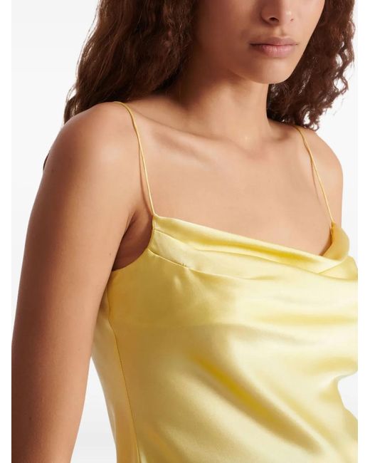 Balmain Yellow Silk Satin Top With Thin Straps