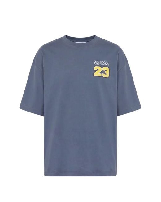 Off-White c/o Virgil Abloh Blue T-Shirt À Logo Imprimé for men