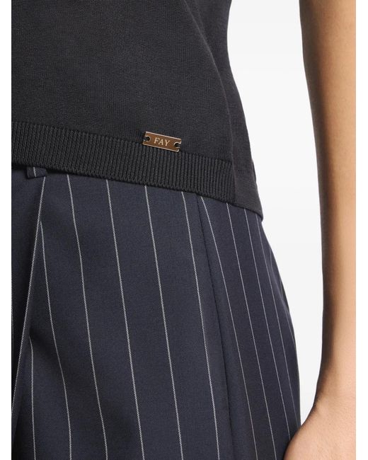Fay Ribgebreide Top in het Black