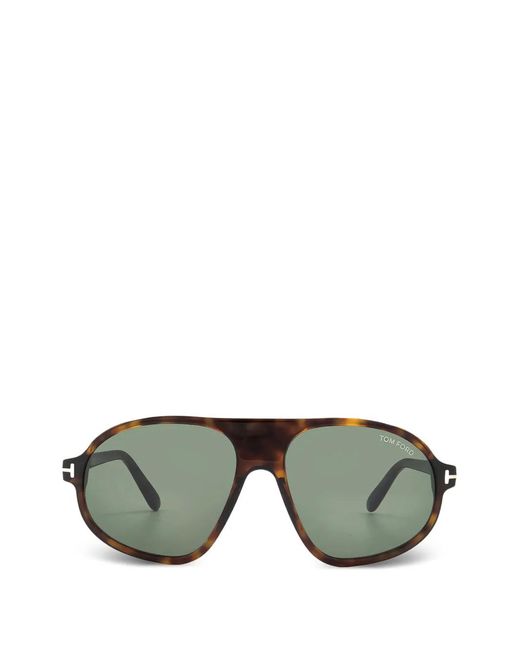 Tom Ford Green Tortoiseshell-Effect Pilot-Frame Sunglasses for men