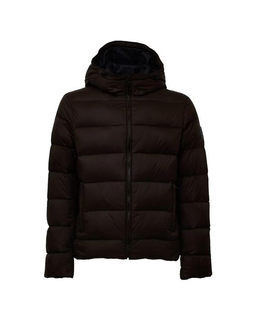 Fay Black Double Front Hooded Down Coat for men