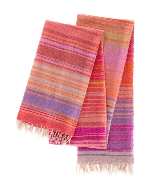 Mouleta Pink Striped Fringed Scarf