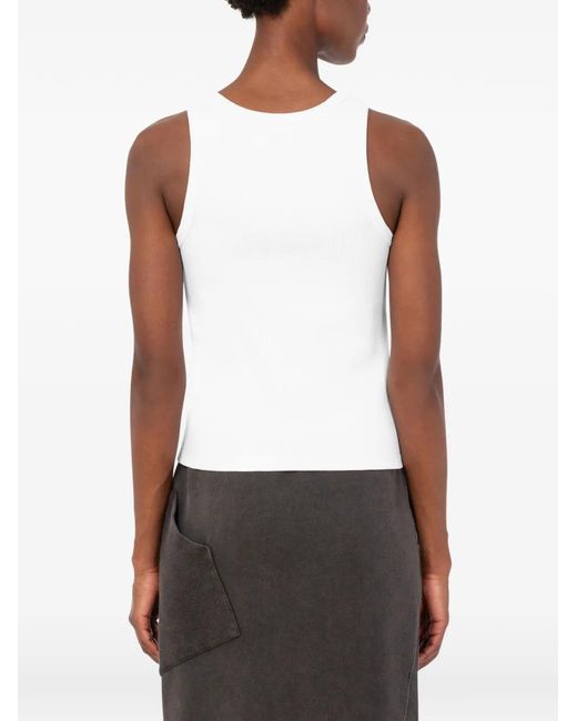 Love Moschino White Embroidered Stretch Cotton Top