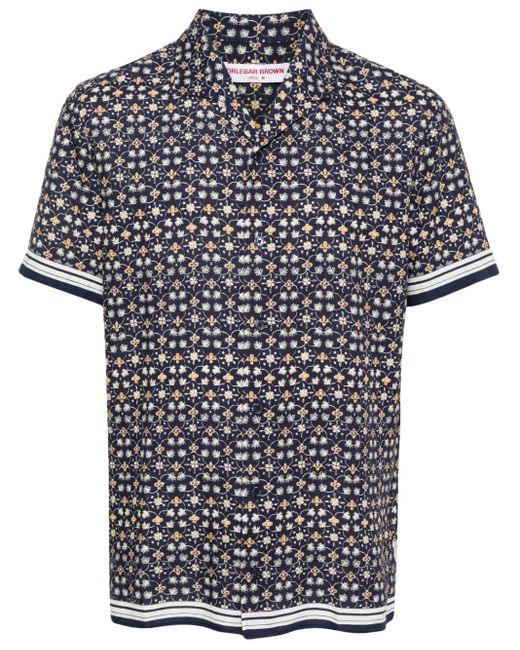 Orlebar Brown Black Hibbert Floral-print Shirt for men