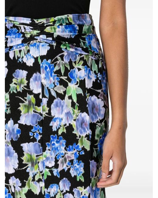 Philosophy Di Lorenzo Serafini Blue Floral-Print Midi Skirt