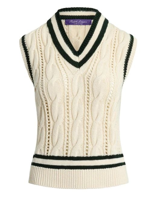 Ralph Lauren Natural Pullunder mit Zopfmuster