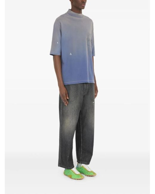 Maison Margiela Blue Graffiti Logo T-Shirt for men