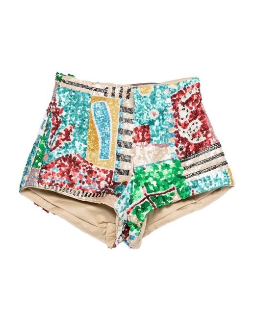 ALÉMAIS Red Jazz Sequin-Embellishment Short