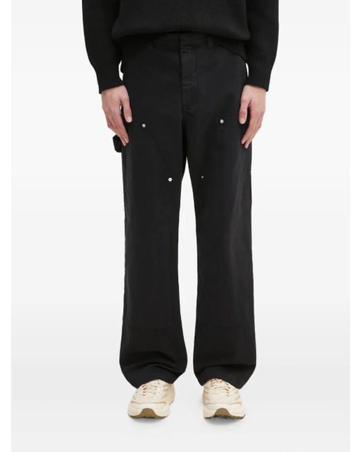 WOOD WOOD Black Rivet-Detail Straight Trousers for men