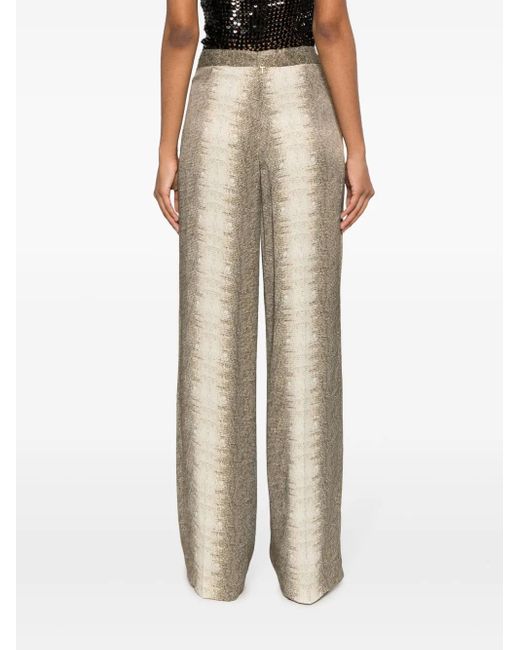 Twinset Natural Lizard-Skin Effect Satin Trousers