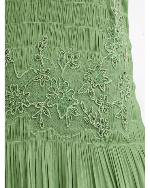 INTROPIA Green Adara Smocked Midi Dress