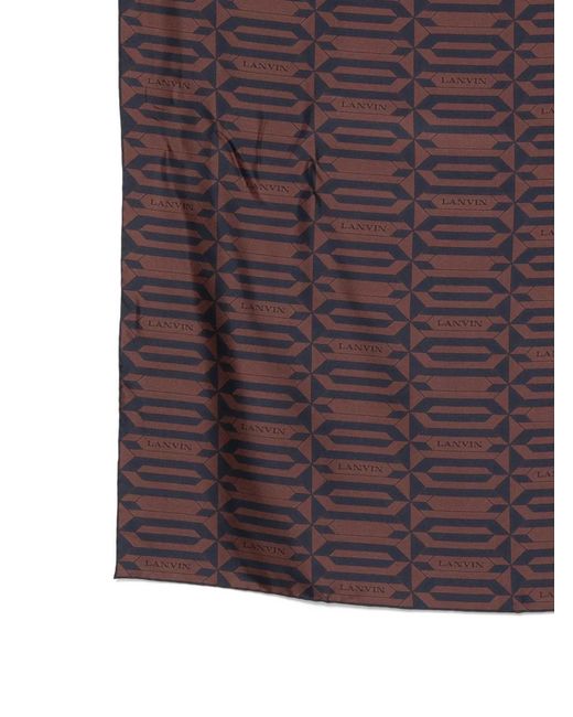 Lanvin Purple Geometric-Pattern Silk Scarf
