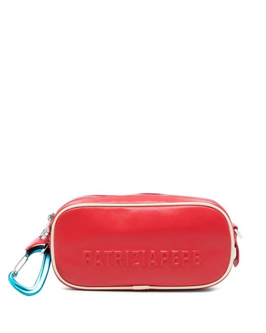 Patrizia Pepe Red (Im)Perfection Embossed-Logo Shoulder Bag