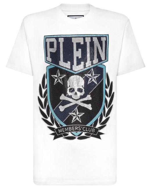 Philipp Plein Gray Patch Skull&Bones T-Shirt for men