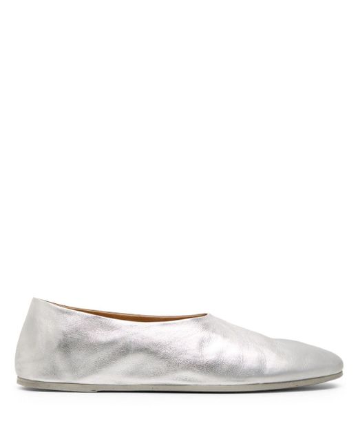 Marsèll White Laminated Leather Slippers for men