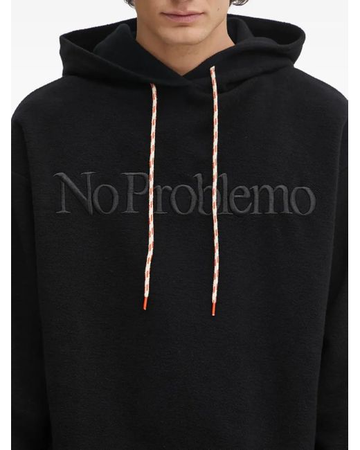 No Problemo Black Logo-Embroidered Hoodie for men