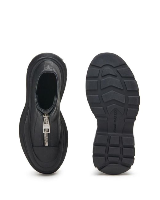 Alexander McQueen Black Tread slick stiefel mit reißverschluss