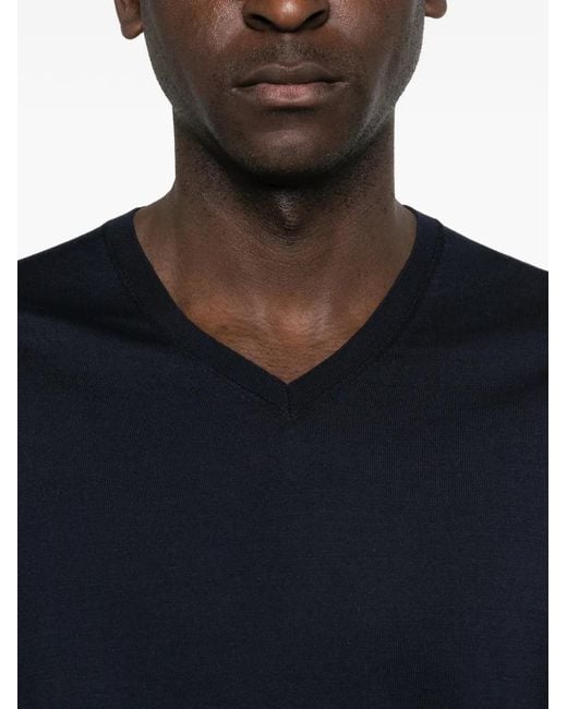 Kangra Blue V-Neck Long-Sleeve Sweater for men