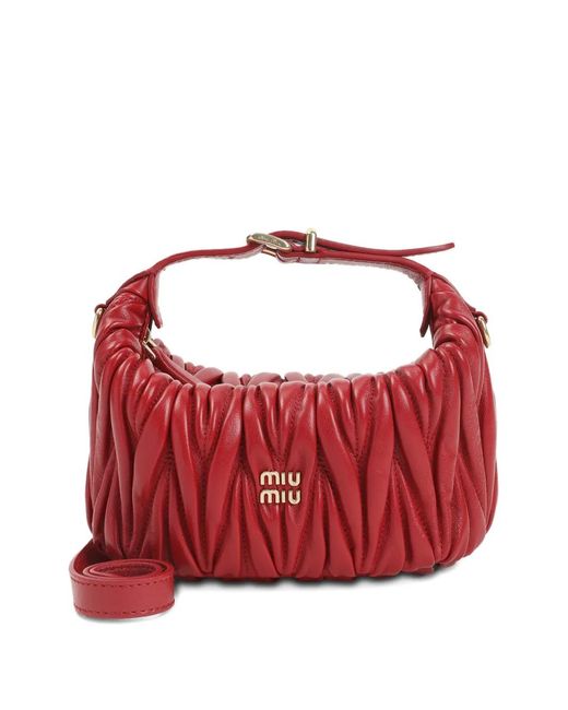 Miu Miu Red Matelasse Leather Tote Bag